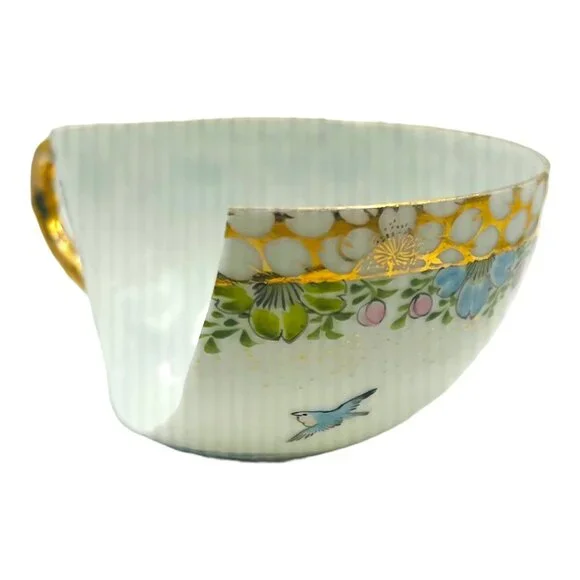 Handcrafted Earrings Made from Shattered Vintage English Fine Bone China Teacup - Picture 7 of 10